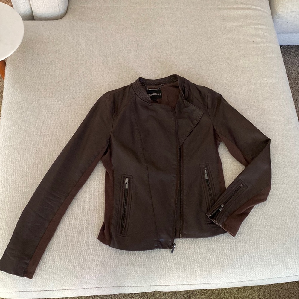 Express Vegan Leather Asymmetrical Jacket